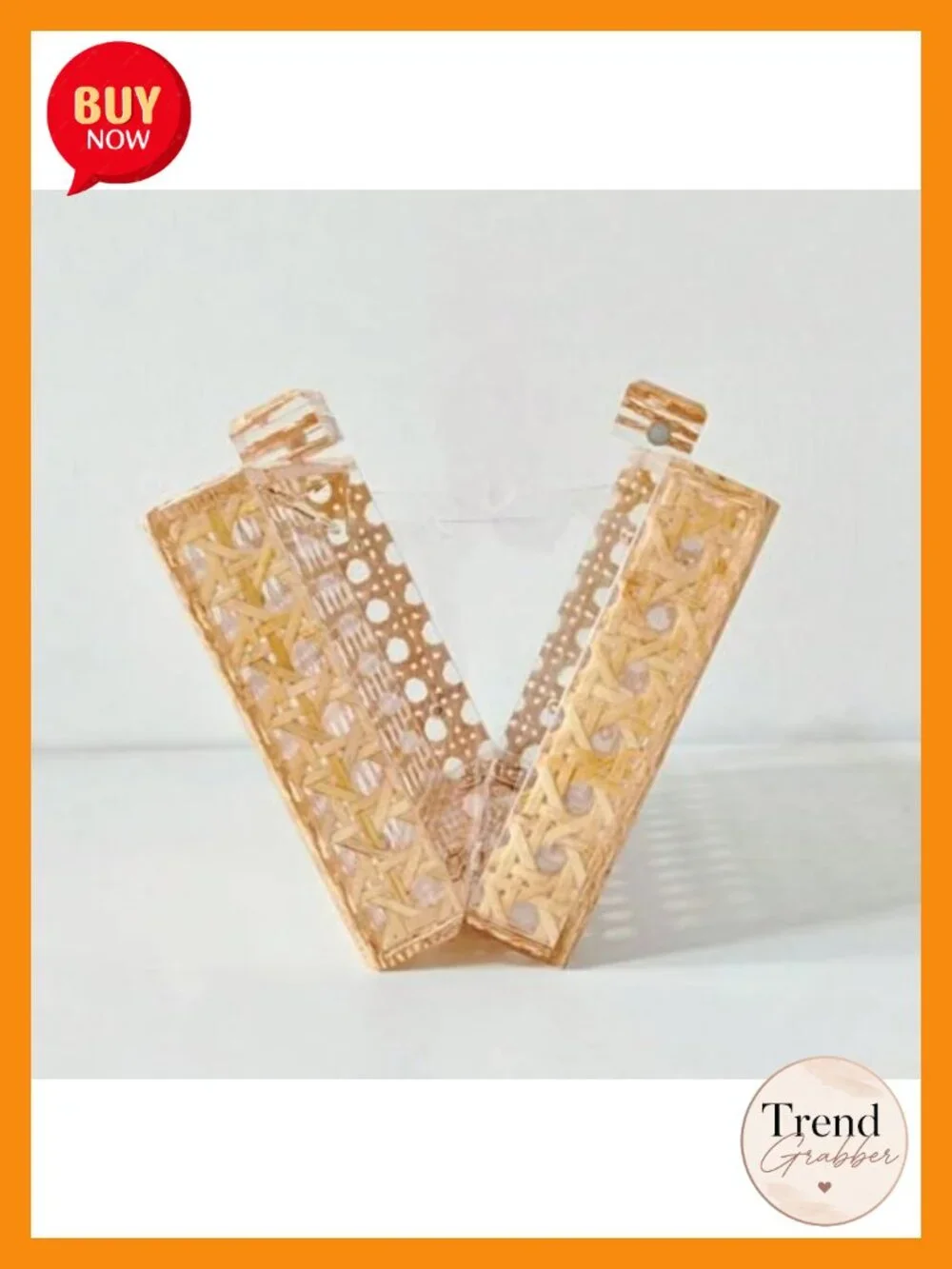 Woven Rattan Clutch Purse, Wicker Box Evening Bag, Geometric Pattern